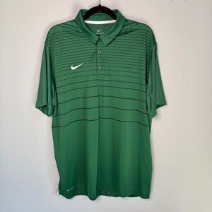 Nike Men's Striped Green Polo Shirt